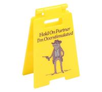 Violiica Panneau de bureau humoristique avec motif grenouille et cowboy pour bureau et maison avec inscription « For Hold On I'm Overstimulated »