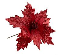 Violiica Poinsettia à paillettes pour sapin de Noël - 25 cm - Décoration de Noël pour fête de fin d'année, jardin - Rouge