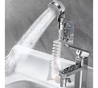 Violiica Pommeau de douche à main avec support réglable et long tuyau d'alimentation Robinet d'évier de salle de bain, inverseur ABS et alliage de zinc, raccord de tuyau de 22 mm à 24 mm