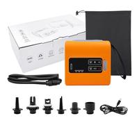 Violiica Pompe à air électrique pour kayak gonflable, SUP, bateau, tente et jouets, 22 PSI Max, batterie 5000 mAh, entrée 5 V/2 A, 140 W, 6 buses, faible bruit, portable, orange