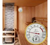 Violiica Thermomètre de sauna et hygromètre avec anneau extérieur en métal et verre arqué, affichage à cadran transparent pour une température précise de 10 à 120 °C et une surveillance de l'humidité
