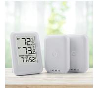 Violiica Thermomètre d'intérieur et d'extérieur sans fil avec affichage de l'humidité, transmission de 100 m, commutable °C/°F, enregistrement max min, récepteur numérique avec deux émetteurs pour