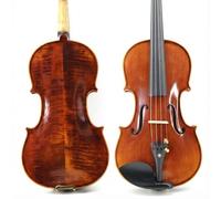 Violon 4/4 en bois massif pour étudiants et enfants - Instrument acoustique en épicéa sculpté à la main avec étui, archet en bois du Brésil, épaulière pour débutants, 3/4, marron