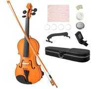 HOMCOM Violon 4/4, ensemble de violon en bois massif pour adultes et débutants, avec étui léger et portable, archet, colophane, chevalet et épaulière, marron