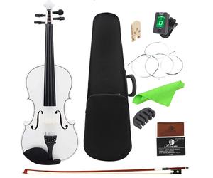 Violon blanc 4/4 adapté aux étudiants débutants, avec étui/arc/cordes/accordeur/muet/ponts de violon, accessoires ensembles de violon 4-4 violin set