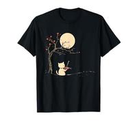 Violon Chat Clair de Lune - Design Minimaliste Art Japonais T-Shirt