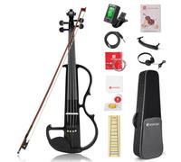 Violon Électrique 4/4 Taille Complète Violon Électronique Silencieux Noir | Accessoires Robustes En Ébène, Micro-Capteur Amplifié Avec Sortie Casque, Kit Pour Débutants Adultes Et Adolescents