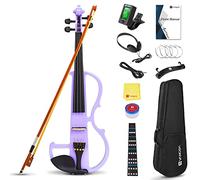 Violon Électrique 4/4 Taille Complète Violon Électronique Silencieux Violet | Accessoires Robustes En Ébène, Micro-Capteur Amplifié Avec Sortie Casque, Kit Pour Débutants Adultes Et Adolescents