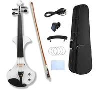 Violon électrique Bleu Pleine Taille 5 Cordes Violon en Bois Massif avec Raccords en ébène Câble Big Jack avec Archet De Violon Et étui, Blue, Black-4String