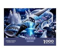 Violon Forêt Enneigée Puzzle 1000 Pièces Papier Jeu de Puzzle 1000 Pièces Paysage de Nuit Fantastique Relaxation Décor Cadeau Adulte Famille 70x50cm/1000pcs
