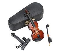 Violon Miniature en Bois avec Support, Mini Instrument de Musique, réplique de Violon, Figurines de Collection, Accessoires modèle avec étui de Support
