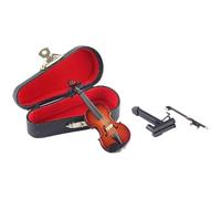 Violon miniature en bois - Décoration d'intérieur - 12 x 4,1 cm - Petit violon avec musique - Avec support, et étui - Porte-clés pour bureau, chevet, bibliothèque pour , loisirs