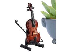 Violon miniature - Mini instrument de musique - Modèle avec support - Objet de collection en bois - Décoration de bureau pour salon, bureau, bureau