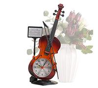 Violon Réveil,Statues Violon décorer,Réveil à Quartz Unique horloge Vintage,Horloge de Bureau élégante,Réveil créatif portable,Instrument de Musique Forme,pour Enfants Adultes Chambre (Brun Rougeâtre)