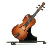 Violoncelle miniature avec archet - Bois vernis - Objet de décoration - cadeau musique - Livré dans son coffret avec support - Hauteur 18 cm