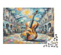 Violoncelle Papier résistant Violoncelle dans Une Grande Salle avec vitraux Puzzle Anti-Stress Cadeau d’Anniversaire 38x26cm/1000 pièces