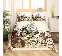 Violoncelle Parure de Lit 220x240cm Violon Musique Thème Parure Housse de Couette Rétro Musical Papillon Housse de Couette Décor de Chambre Instruments Classiques Imprimer Collection de Chambre