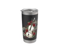Violoncelle Rose Flower Musique classique Gobelet isotherme en acier inoxydable double paroi