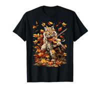 Violoniste Bobcat avec Violon Feuilles d'automne Esthétique T-Shirt