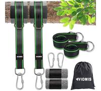 Viomis Kit de fixation pour balançoire et hamac 900 kg - Kit complet avec sangles de 150 cm, mousquetons, anneaux en D, protection d'arbre et sac de rangement, utilisation universelle pour le jardin