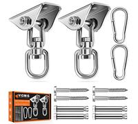 Viomis Lot de 2 crochets de plafond en acier inoxydable,Pivotant à 360 °,Charge maximale : 450 kg,Convient pour murs en béton et poutres en bois, hamacs, sacs de frappe et plus encore