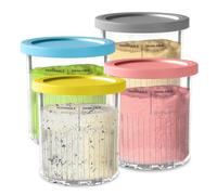vione Remplacement des pintes et couvercles Ninja Creami Deluxe - 4 packs, 24 oz. Compatible avec les séries NC501, NC500 - Sans BPA, Lavable au lave-vaisselle, Couleurs assorties