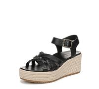 Vionic Sandales compensées Dana pour femme avec soutien de la voûte plantaire, Cuir noir poli, 38 EU