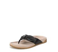 Vionic Sandales plates en EVA pour femme, cuir noir, 6 UK Wide