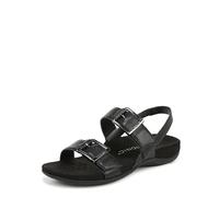 Vionic Sandales plates Reese pour femme, cuir noir, 3.5 UK Wide