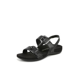 Vionic Sandales plates Reese pour femme, Cuir noir, 42 EU Weit