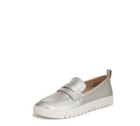 Vionic Women's Loafer Perfectly Packable Uptown Shoes with Arch Support Medium Fit, Silver Metallic Leather, 38.5 EU
