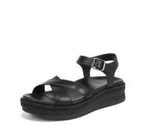 Vionic Women's Mar Flat Sandal, cuir noir, 36 EU