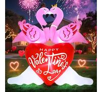 VIONMI Décorations d'extérieur gonflables de Saint-Valentin - 2 m - Flamants roses - Couple avec cœur - Décoration de cour gonflable - Lumières LED - Décoration de Saint-Valentin pour fête de mariage
