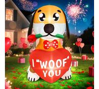 VIONMI Décorations gonflables pour la Saint-Valentin - 1,2 m - Décoration de cour gonflable - Éclairage LED - Chien avec cœur - Décoration pour extérieur, jardin, pelouse, fête de mariage, maison