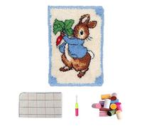 VIONNPPT Tapis à nouer soi-même - Joli motif de dessin animé - Motif lion, lapin - 50 cm x 38 cm