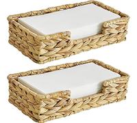 VIOPDER 2 supports jetables pour serviettes de bain pour invités, table en osier tissé longue en herbe marine, plateau pour panier à serviettes pour invités, L