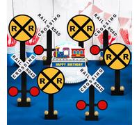 VioraWhite Lot de 12 panneaux de décoration de fête d'anniversaire sur le thème du train de 29 cm - Centre de table Chugga Chugga Deux Deux - Décoration d'anniversaire pour fête de départ à la