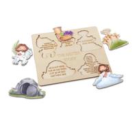 VioraWhite Puzzle d'histoire de Pâques en bois avec scène de résurrection de Jésus, apprentissage religieux chrétien pour l'école du dimanche, cadeaux chrétiens de Pâques