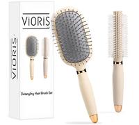 Vioris Aura Ensemble brosse démêlante et rouleau pour soins capillaires - Brosses à cheveux parfaites pour les femmes aux cheveux bouclés, outils de coiffure et appareils pour cheveux lisses et sans