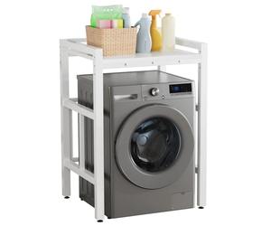 VioroKew Washer Dryer Stand Stacking Kit with Countertop - Over Washing Machine Storage Unit with Shelf,90-100cm Adjustable Washer and Dryer Storage Rack Stand for Laundry Room Apartments,Load 250KG