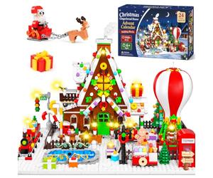 Viosmut Calendrier de l'Avent 2026 Enfant, 24 Jours Blocs de Construction Maison en Pain d'Épices, Village de Noël avec Sapin Train, Calendrier de Noël Compte à Rebours Cadeau Garçon Fille Dès 6 Ans