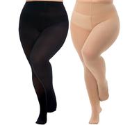 Viozocy Collant Femme Grande Taille Taille Haute Élastique Durable, Doux Semi Opaque Taille Plus, XL 2XL 3XL 4XL Noir+Beige foncé 2XL