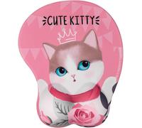 VIP Gel Non-Slip Mouse Pad with Wrist Rest,Comfort Gel Desk Mat with Wrist Rest for Computer and Laptop (A-Cat Pink)