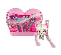 VIP PETS Mini Fans | Mini petit chiens à collectionner avec cheveux longs à coiffer Capsule coeur avec arc-en-ciel - Modèle Aléatoire