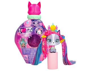 VIP Pets Mystery | Poupée à Collectionner avec Une Tête de Chat, de Longs Cheveux à Coiffer et à Décorer avec des Bijoux, Jouet Cadeau pour Filles et Garçons +3 Ans