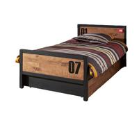 Vipack Pack lit enfant Alex 90x200 cm - Sommier et tiroir - Marron/Noir