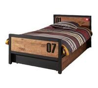 Vipack Pack lit enfant Alex 90x200 cm - Sommier et tiroir - Marron/Noir