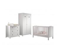 Amori Blanc Lit Bébé 60x120cm Commode Plan à Langer Armoire