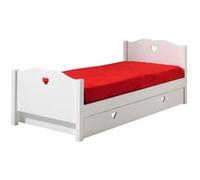 AMORI Lit simple 90x200cm laqué blanc + Lit gigogne