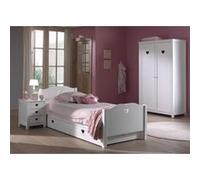 Vipack AMORI Lit simple 90x200cm + Sommier + Chevet + Armoire 2 portes + Lit gigogne Marron G